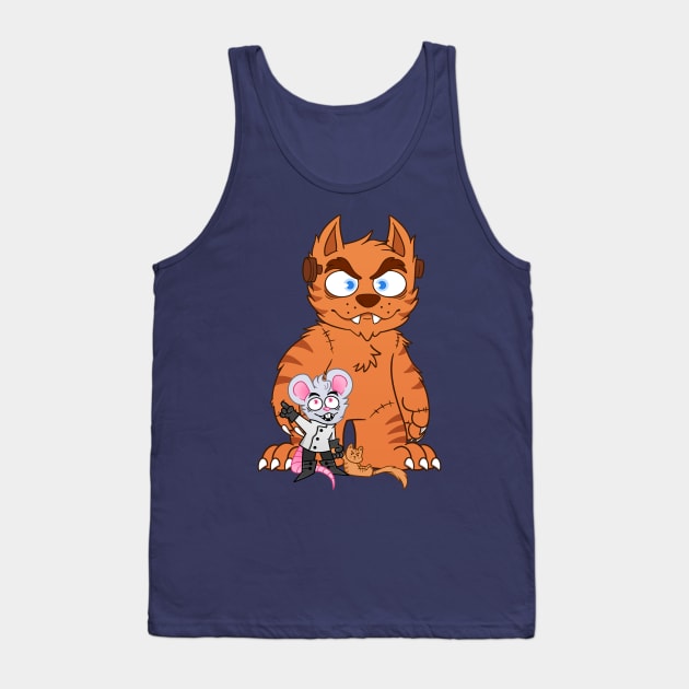 Dr Catnip and his monster cat MouseTrap Tank Top by Get A Klu Comics